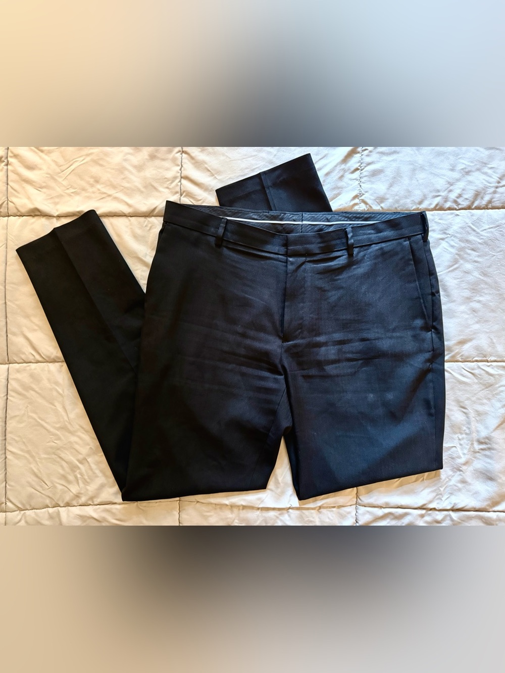Van Heusen Traveler Men's Black Dress Pants Slim Size 38x34 GUC
